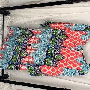 KLD Signature Dress Botanical Geometric Print